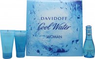 Davidoff Cool Water Woman Gift Set 1.7oz (50ml) EDT + 1.7oz (50ml) Body Lotion + 1.7oz (50ml) Shower Gel