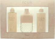 FCUK Friction Her Gift Set 3.4oz (100ml) EDT 8.5oz (250ml) Body Lotion + 8.5oz (250ml) Fragrance Mist