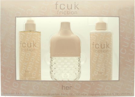 FCUK Friction Her Gift Set 100ml EDT 250ml Body Lotion + 250ml ...
