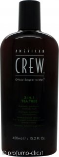 American Crew Tea Tree 3-in-1 Shampoo, Balsamo & Bagnoschiuma 450ml