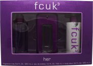 FCUK FCUK 3 for Her Gavesett 100ml EDT + 250ml Bodylotion + 250ml Fragrance Mist