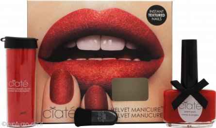 Ciate Velvet Manicure Scarletmitten Confezione Regalo 13.5ml Boudoir Smalto Unghie + 8.5g Red Crushed Velvet Polvere+ Little Black Spazzola