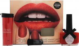 Ciate Velvet Manicure Scarletmitten Gift Set 13.5ml Boudoir Nail Polish + 8.5g Red Crushed Velvet Powder + Little Black Brush